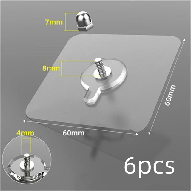 6Pcs PVC Strong Adhesive Seamless Wall Hooks - Waterproof & Durable Transparent Hook Set for Kitchen & Bathroom - Image 3