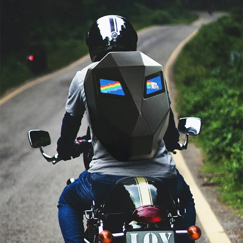 LED Backpack Hard Shell LED Display Motorcycle Cycling Helmet locomotive Backpack Business Travel Waterproof Laptop Bag Man - Image 3