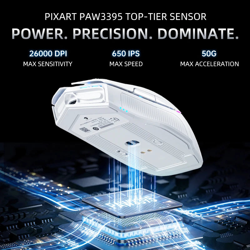 MACHENIKE L8Pro Wireless Gaming Mouse With Charging Dock PAW3395 Optical Sensor Adjustable Scroll 8K+2K Polling RGB For Gamer - Image 6
